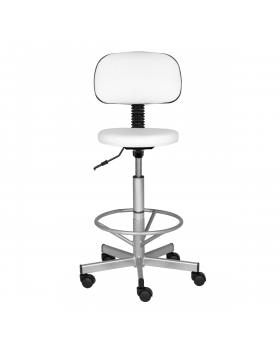 Стул мастера "АСТЕК" высокий хром с опорой для ног и спинкой